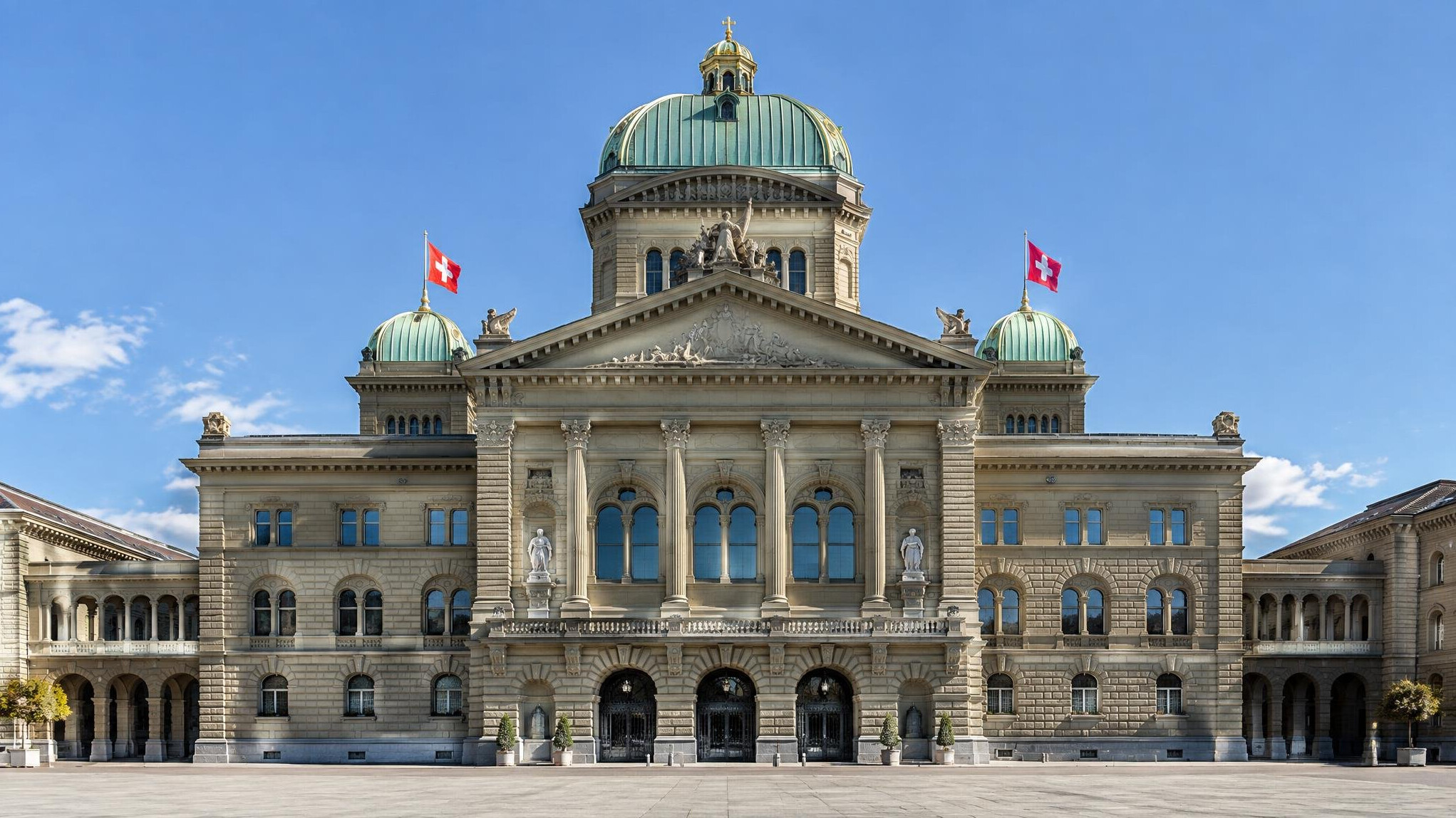 Historic Swiss government building facade