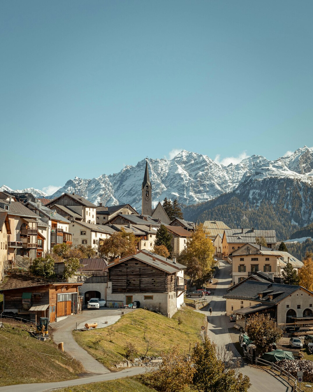 swiss landscape with buildings